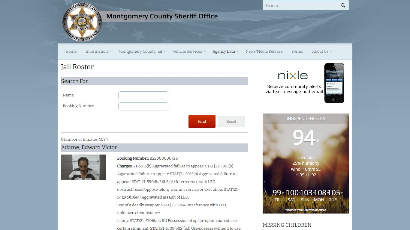 Jail Roster | Montgomery County Sheriff's Office Website